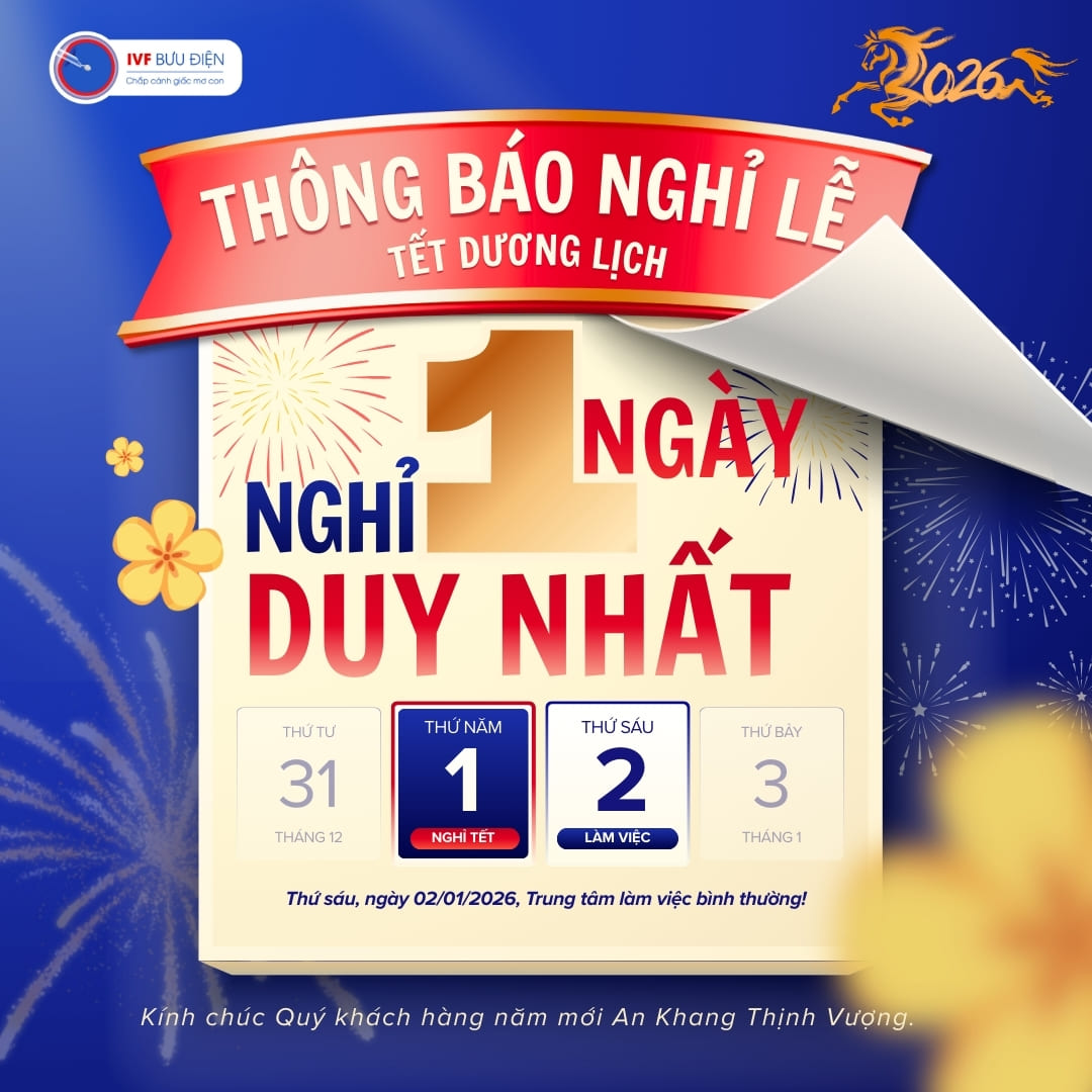 Thông báo lịch nghỉ Tết Dương lịch 2026 – IVF Bưu điện