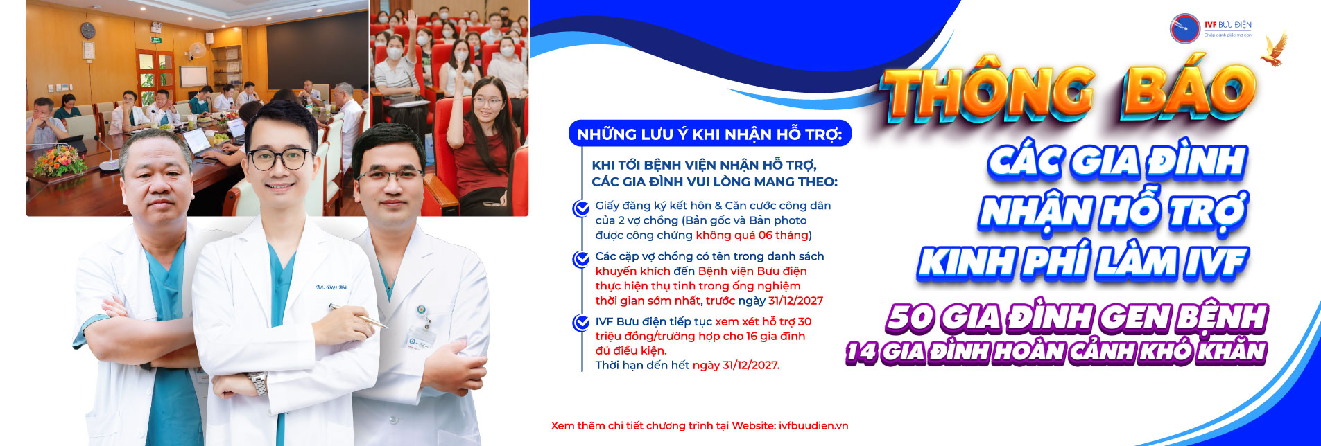 Thông báo các gia đình mong con hiếm muộn nhận hỗ trợ kinh phí làm IVF năm 2026 tại IVF Bưu điện