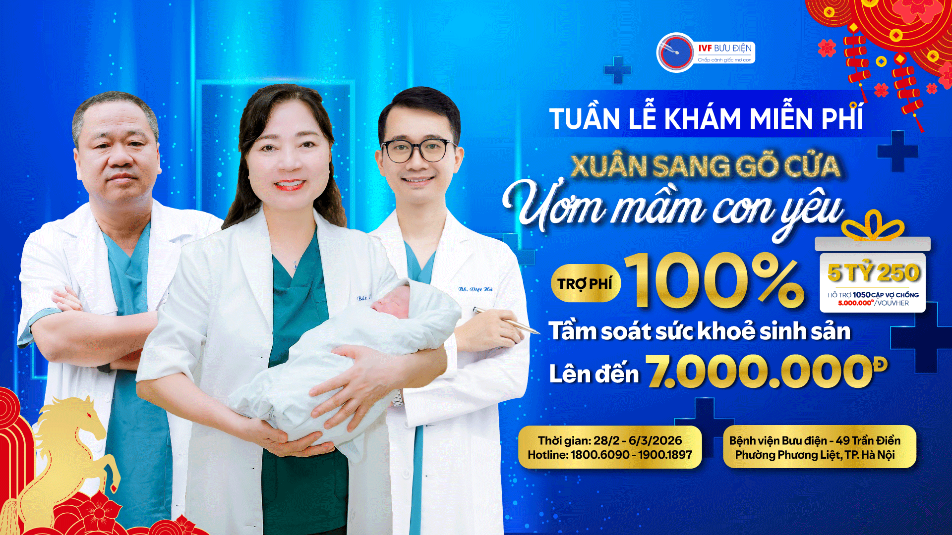 THÔNG BÁO CHƯƠNG TRÌNH KHÁM MIỄN PHÍ ĐẦU XUÂN 2026 TẠI IVF BƯU ĐIỆN