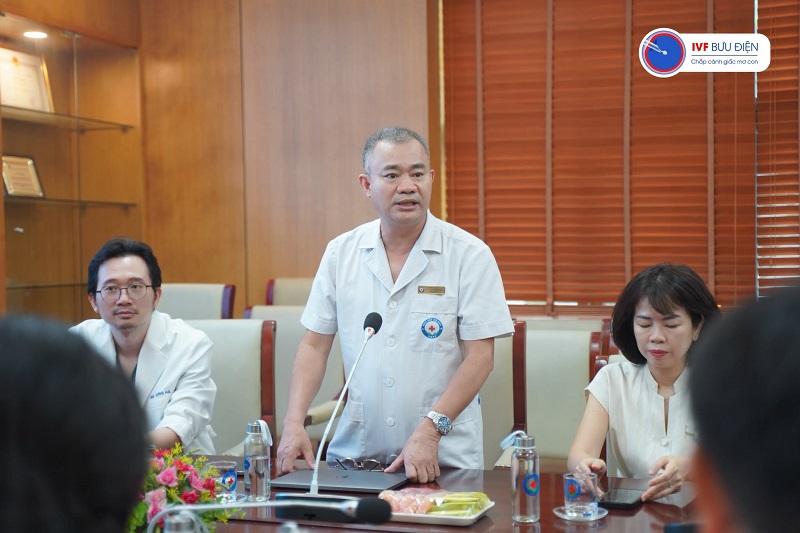 TTƯT.ThS.BSCKII Trần Hùng Mạnh - Giám đốc Bệnh viện Bưu điện phát biểu tại buổi sự kiện